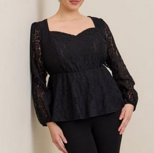 Peplum Lace Puff Sleeve Top size 3